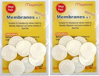 Maymom Membranes Compatible with Medela Breastpumps, Suitable for Lactina, Manual Freestyle, Symphony, Swing, Pump in Style Pumps, Part # 87088 (White, 16pc)