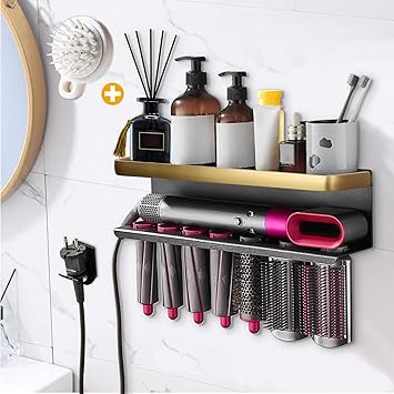 Yimerlen Airwrap Storage Holder Compatible with Dyson Airwrap Curling Iron Wall Mounted Storage Rack Holder for Home Organize