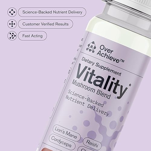 Miniatura 2 de Bebida de suplemento de hongos, mezcla de vitalidad de acción rápida, Cordyceps, Reishi, Chaga, melena de león, Ashwaganda, para adultos, sabor a