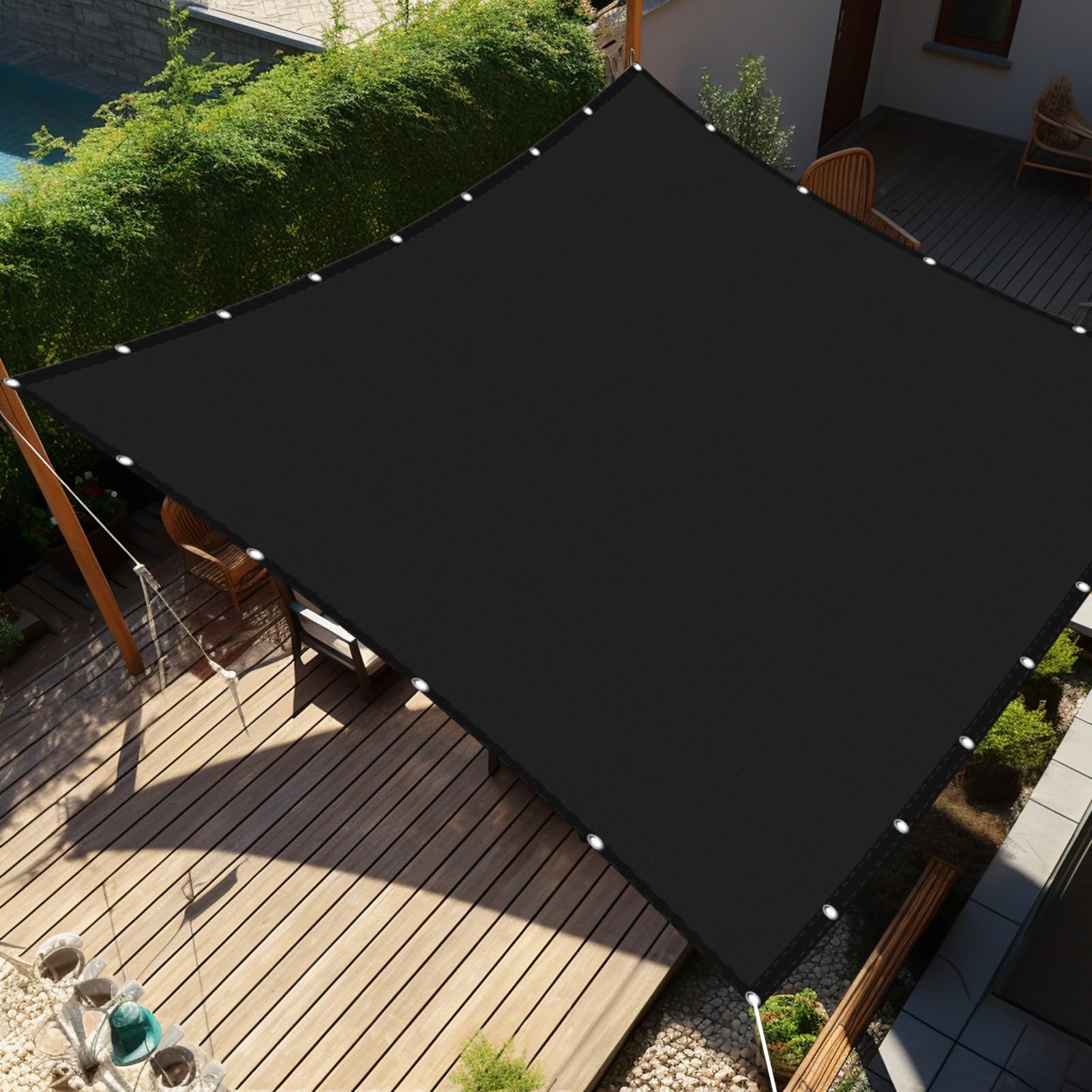 Sun Shade Sail 3.5 x 3.5 m Waterproof 95% UV Block Garden Sail Canopy Waterproof Weatherproof Sun Shades for Outdoors, Garden, Patio, Yard, Party, Black