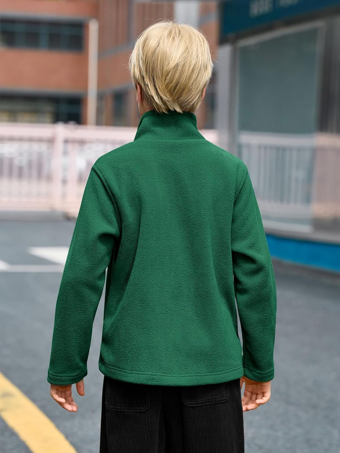 Haloumoning Boys Zip Up Fleece Jacket Kids Lightweight Outerwear Long Sleeve Mock Neck Coat with Pockets 5-14Y - Image 7