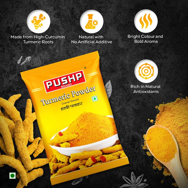 Image of Pushp Brand Turmeric Powder Pouch (100gm pack) (Pack of 1)