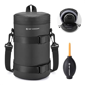 K&F Concept Camera Lens Case, Shockproof All-Round Camera Lens Carry Bag, Water Resistant Protective Camera Lens Pouch for DSLR SLR Lens Size Below 4.33" x8.66" (D x H)