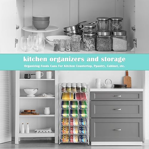 Miniatura 3 de Shinoske Organizador de latas de almacenamiento de cocina, dispensador de almacenamiento de latas apilable de 7 niveles, organizador de