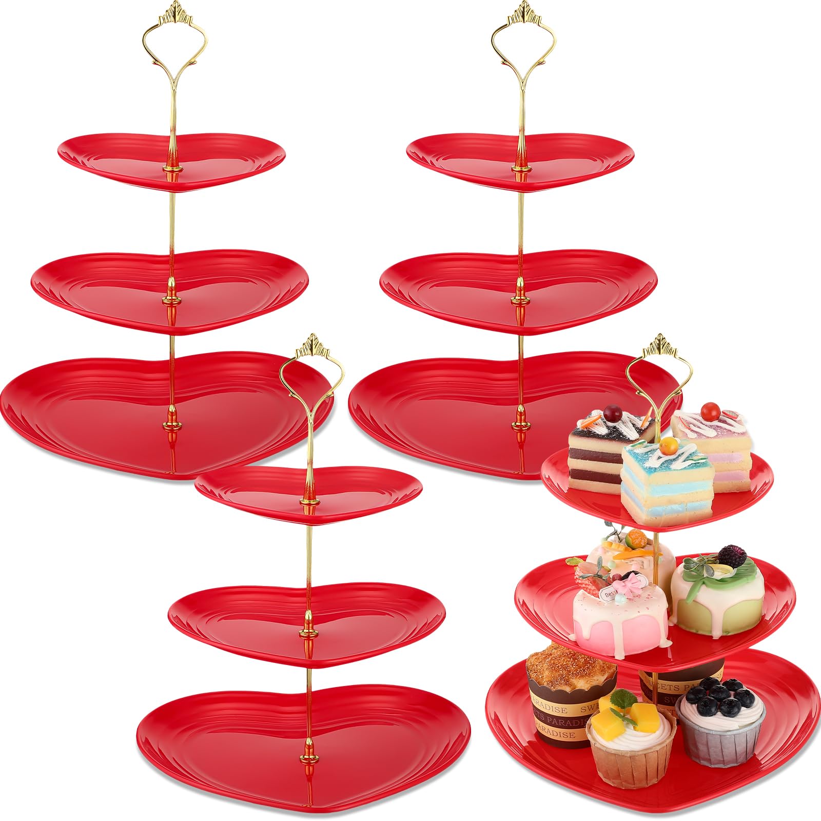 Présentoir à cupcakes à 3 étages Layhit pour offrir une table de fête de Saint-Valentin unique