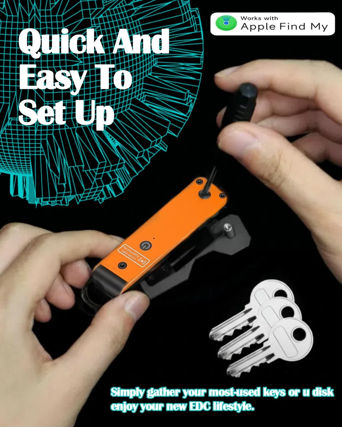 Air Keychain with GPS Tracker : Lightweight Compact Key Holder for Outdoor Use - Minimalist Metal Key Organizer