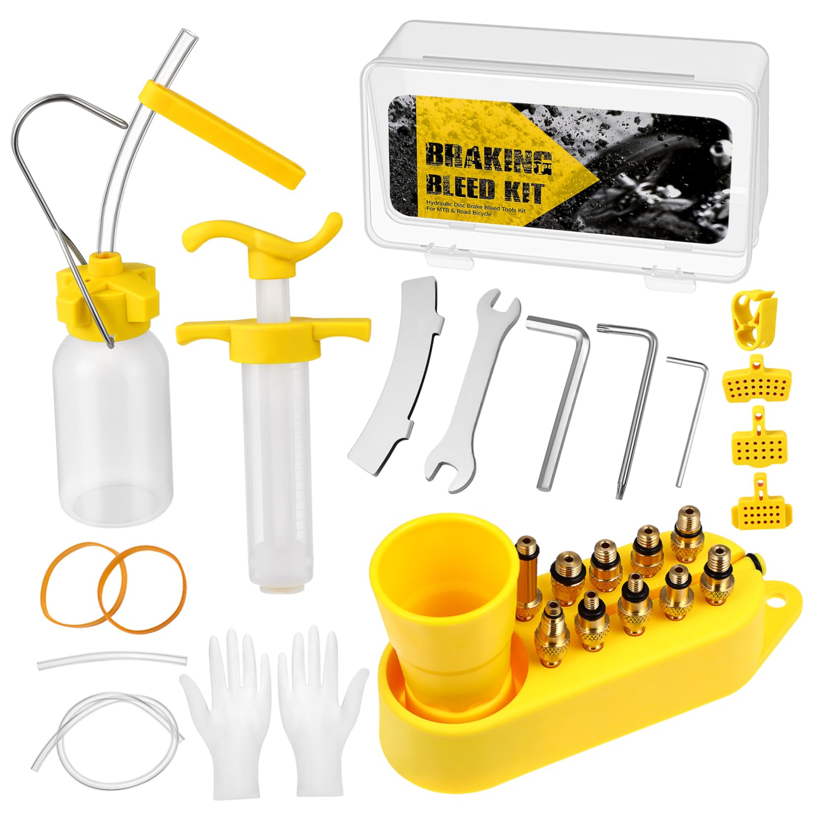 Holibanna Professional Brake Bleed Kit for Mountain Bicycles Hydraulic Disc Brake Oil Filling Tools with Head Includes Storage Bottle Funnel for Easy Installation