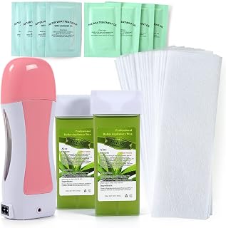 Roller Waxing Kit for Sensitive Skin Aloe roll on wax cartridge warmer for arms legs and larger areas of the body hair removal at home waxing kit for women and men