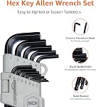 Amazon Basics Ensemble de clés hexagonales Allen à long bras avec extrémité sphérique, tailles métriques et standard, 26 pièces