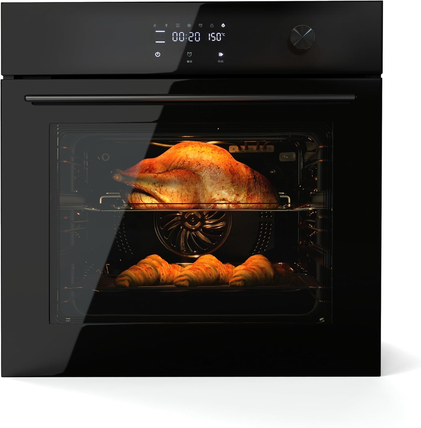24 Inch Built-in Single Wall Oven, 2.5 Cu.ft Electric Convection Oven with 8 Cooking Modes, Stainless Steel Touch Control Oven for Kitchen