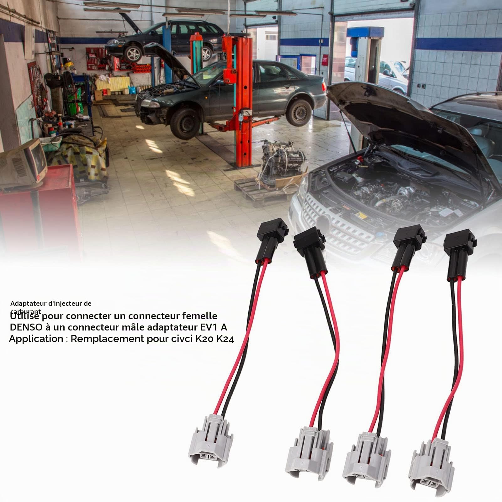 Système de Carburant 4 Pièces Adaptateur de Harnais D'injecteur de Carburant pour Femelle à Ev1 A Adaptateur Mâle Remplacement de Prise pour Civci K20 K24