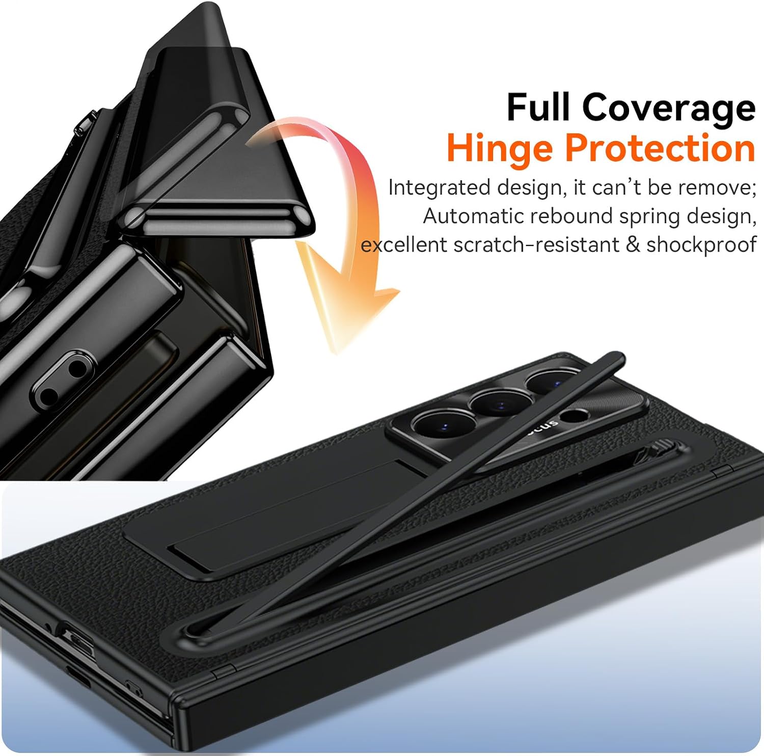 for Samsung Galaxy Z Trifold Case with S Pen Holder & Stylus, Built in Small Screen Protector Invisible Kickstand Camera Protector All-Round Protection Phone Case for Galaxy Z Trifold Black