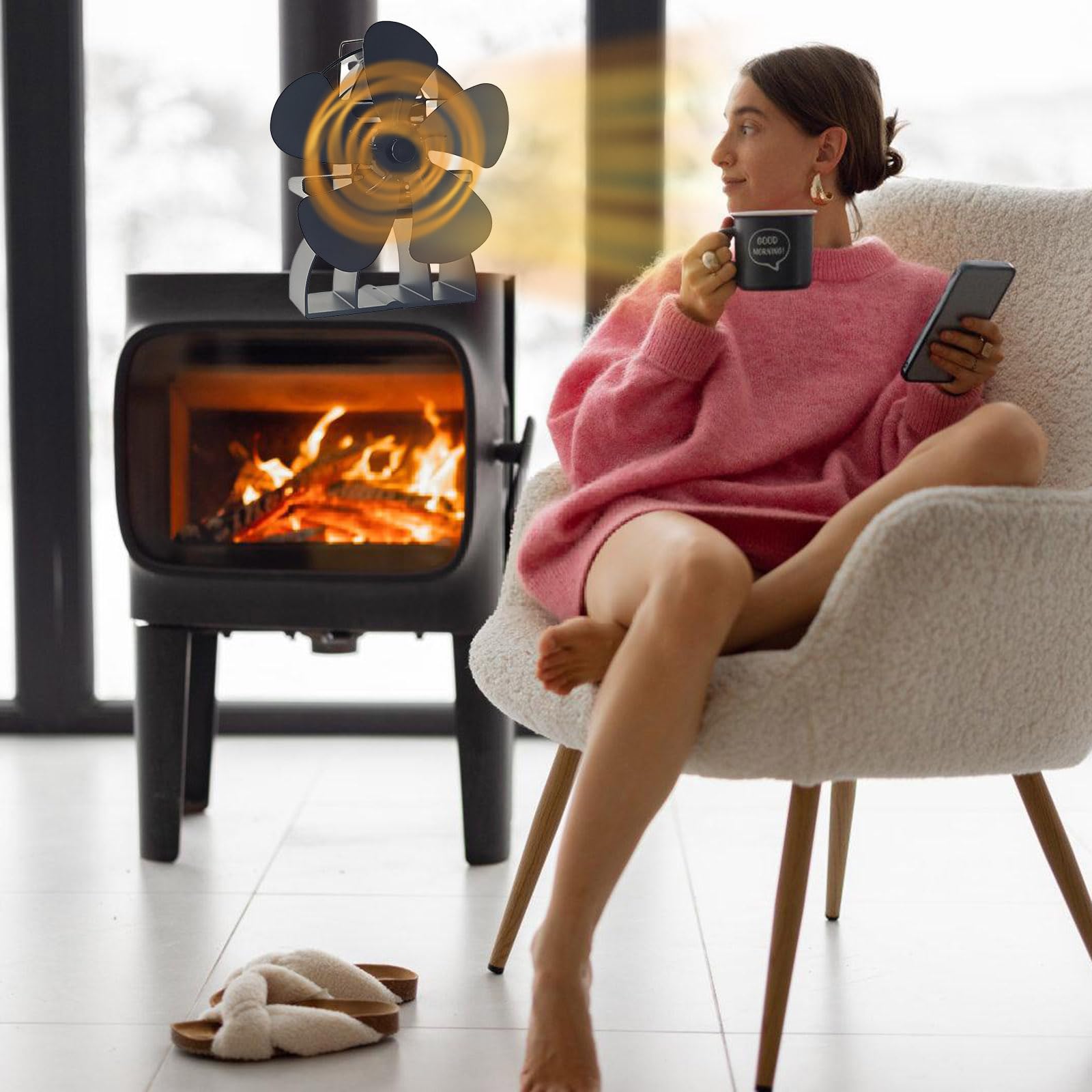 5Blade Ofenventilator geeignet für Holzofen Kamine gleichmäßige Wärme Wohnraum kein Strom erforderlich