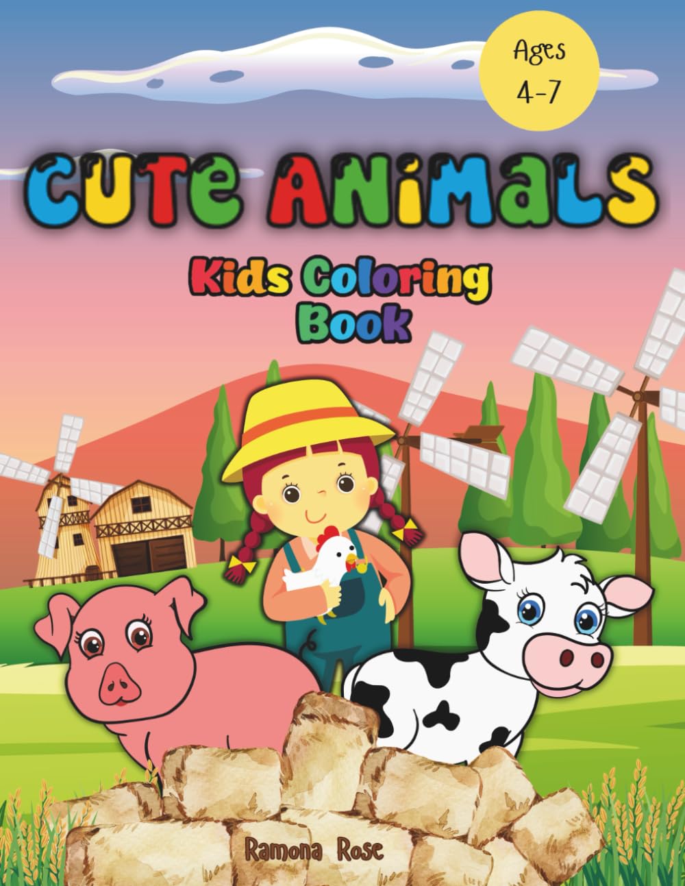 Cute Animals Kids Coloring Book: A Fun and Relaxing Coloring Book Featuring Farm and Friendly Animals for Kids Ages 4–7