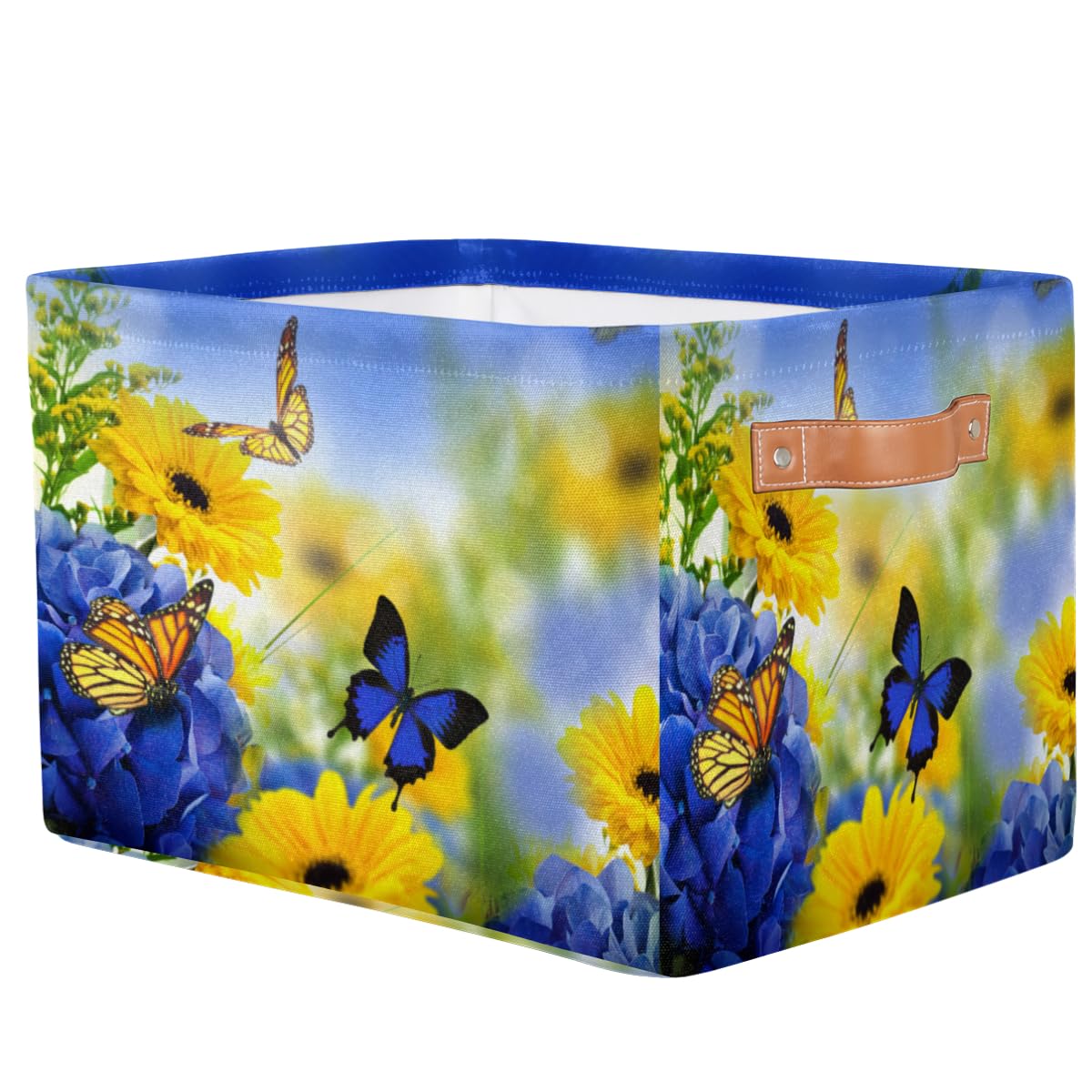 TropicalLife Große Aufbewahrungsbox mit Blumen, Schmetterlingen, 2 Stück, faltbar, Stoff, Aufbewahrungskorb, Schlafzimmer, Zuhause, Büro, Kinderzimmer, Organizer für Spielzeug, Kleidung