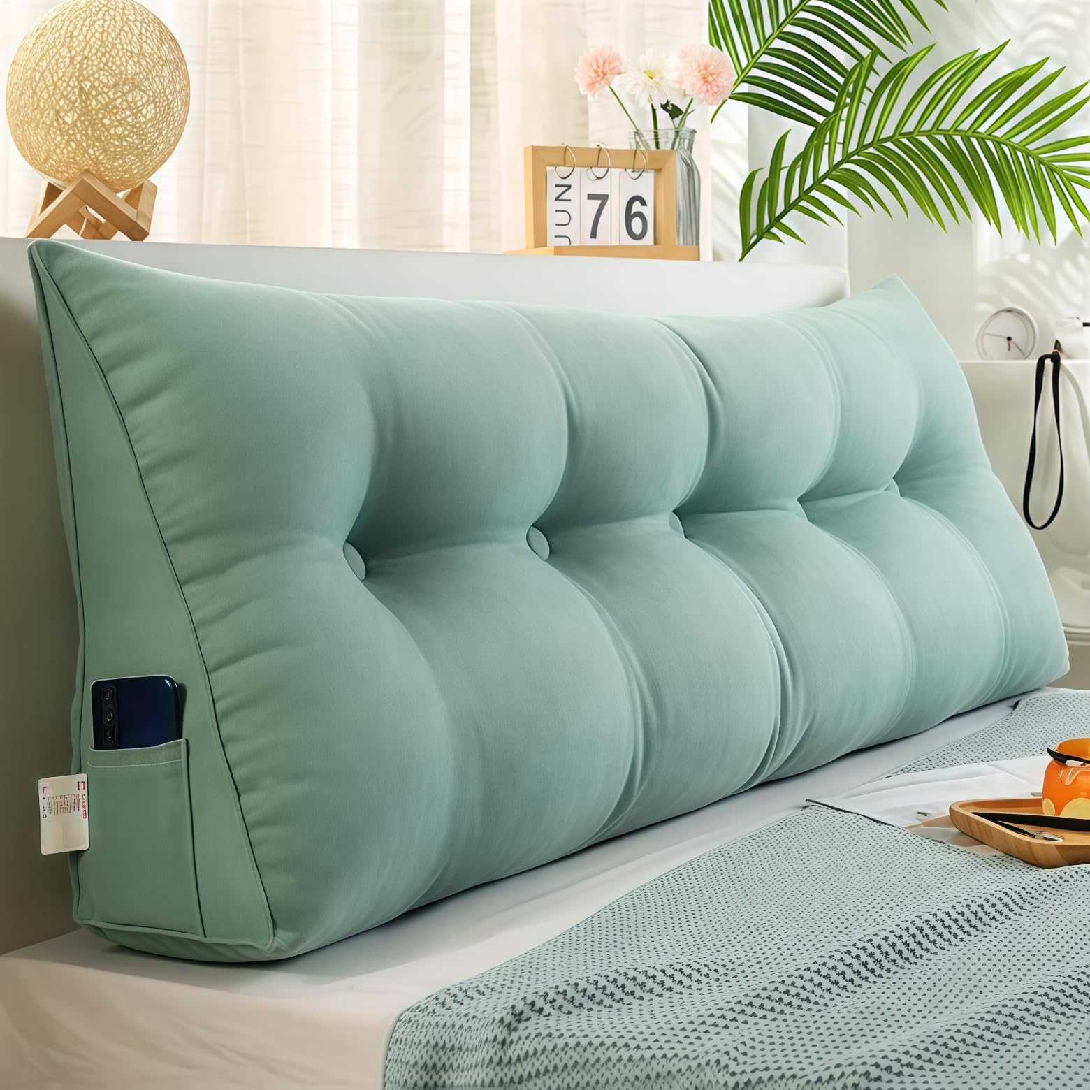CojíN CuñA Triangular, Almohada De Lectura De Cabecera, Respaldo Cabecero Desmontable, CojíN Lumbar De CuñA, Refuerzo De Apoyo De Posicionamiento, Para HabitacióN, DiváN,Light blue,L120×W20×H50cm