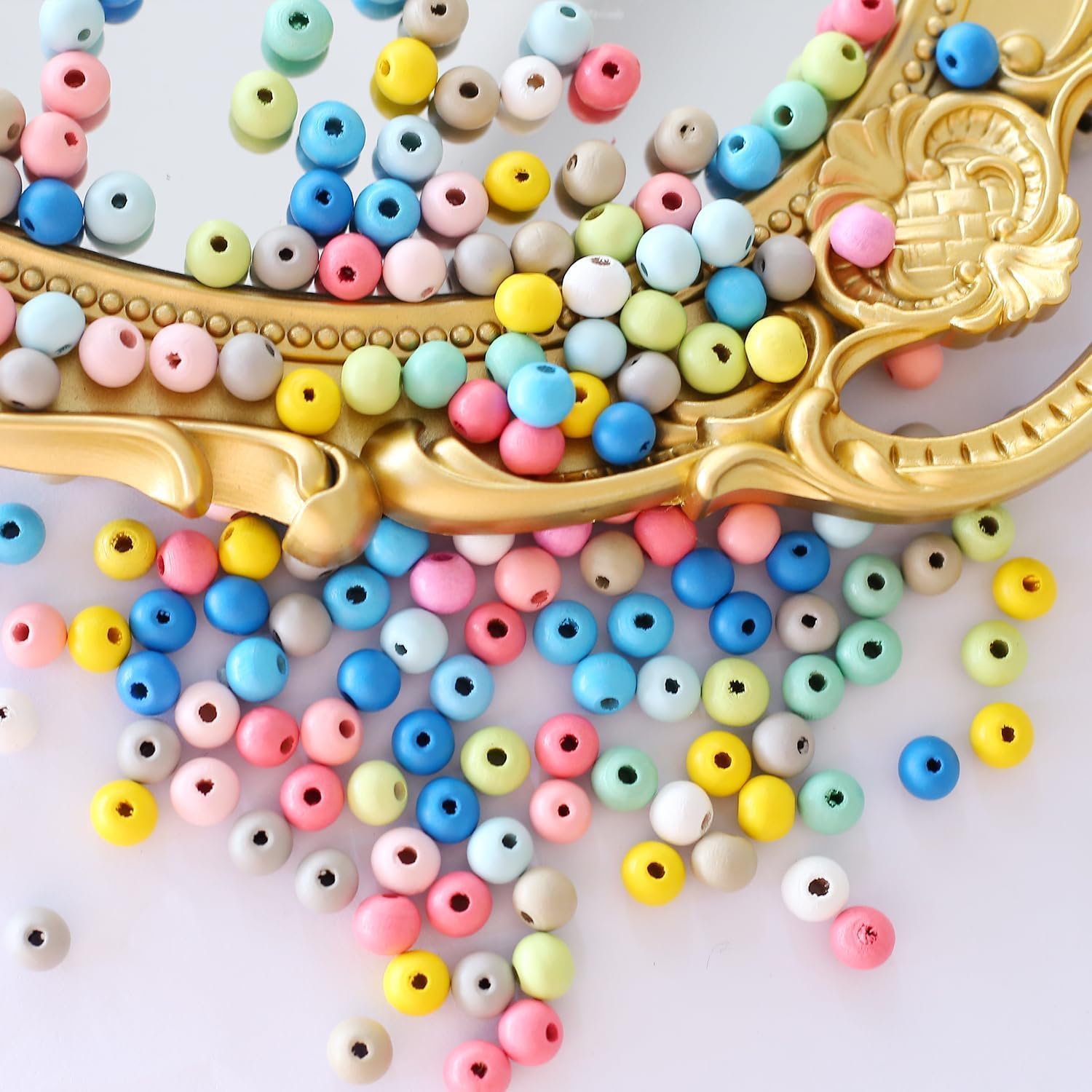 1000Pcs Colorful Round Wooden Beads for Craft Natual Wood Bead Assorted Farmhouse Loose Craft Bead Painted Wooden Beads for Jewelry Making Friendship Bracelet Holiday Decorations(8mm) - Image 5