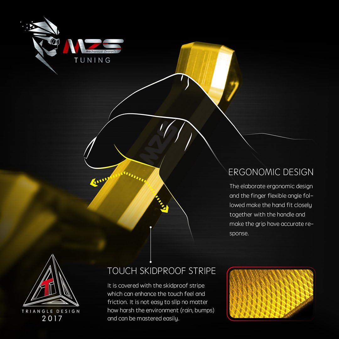 MZS Gold Motorcycle Clutch Brake Levers Short Adjustable CNC Compatible with GSXR600 97-03 / GSXR750 96-03 / GSXR1000 01-04 / SFV650 09-15 / SV650 16-21 / GSXS750 11-21 / DL650 11-21 / GSX250R 18-20