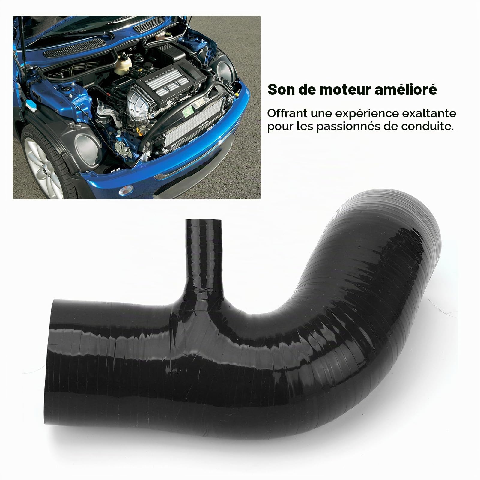 Durite d'admission d'air, Pipe d'admission en Silicone Excellentes Performances pour S R53 (Noir)