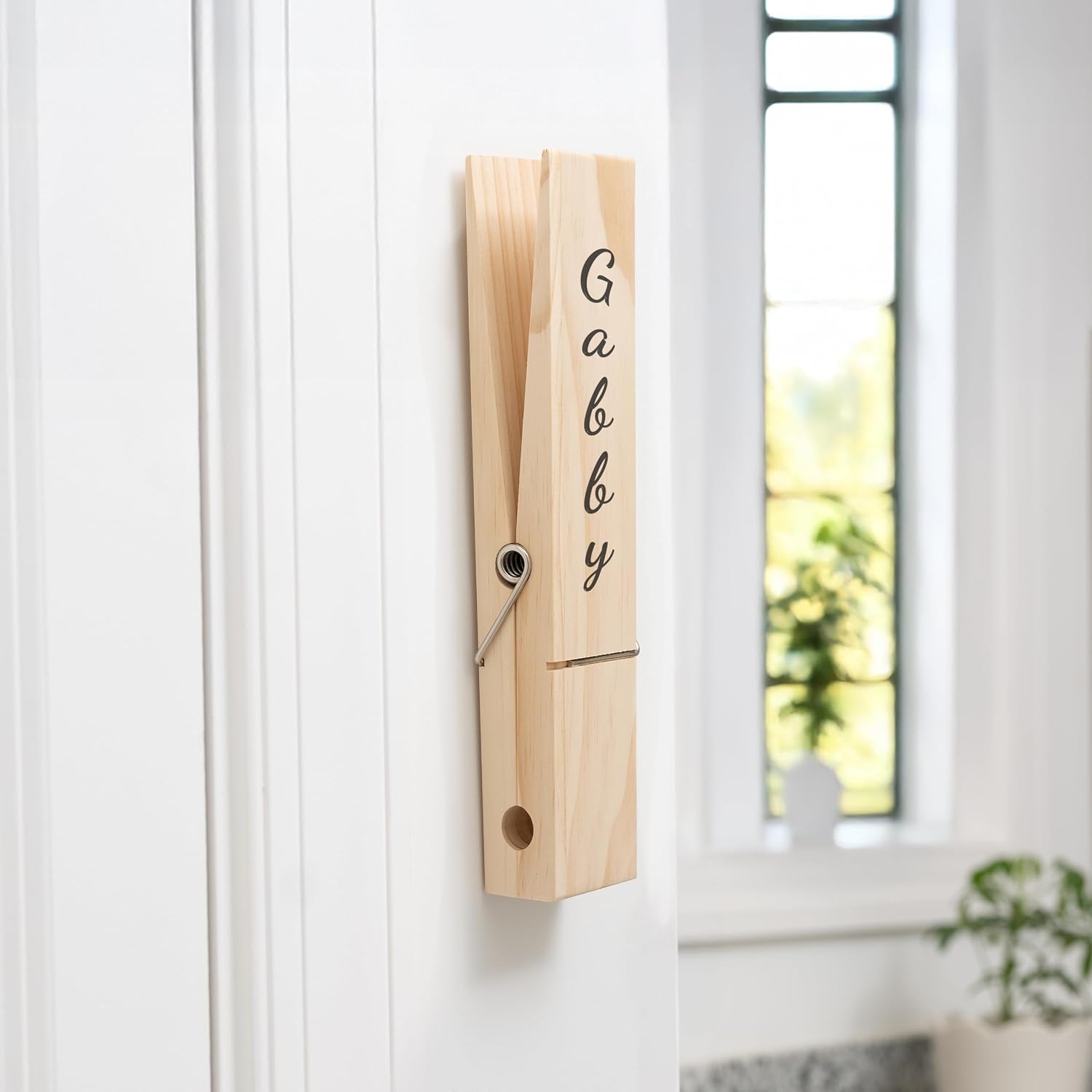 Personalized Jumbo Giant Clothespin Towel Holder, Rustic Farmhouse Wall Decor, 12" Large Clothespin for Bathroom & Laundry Room Accessories image 4