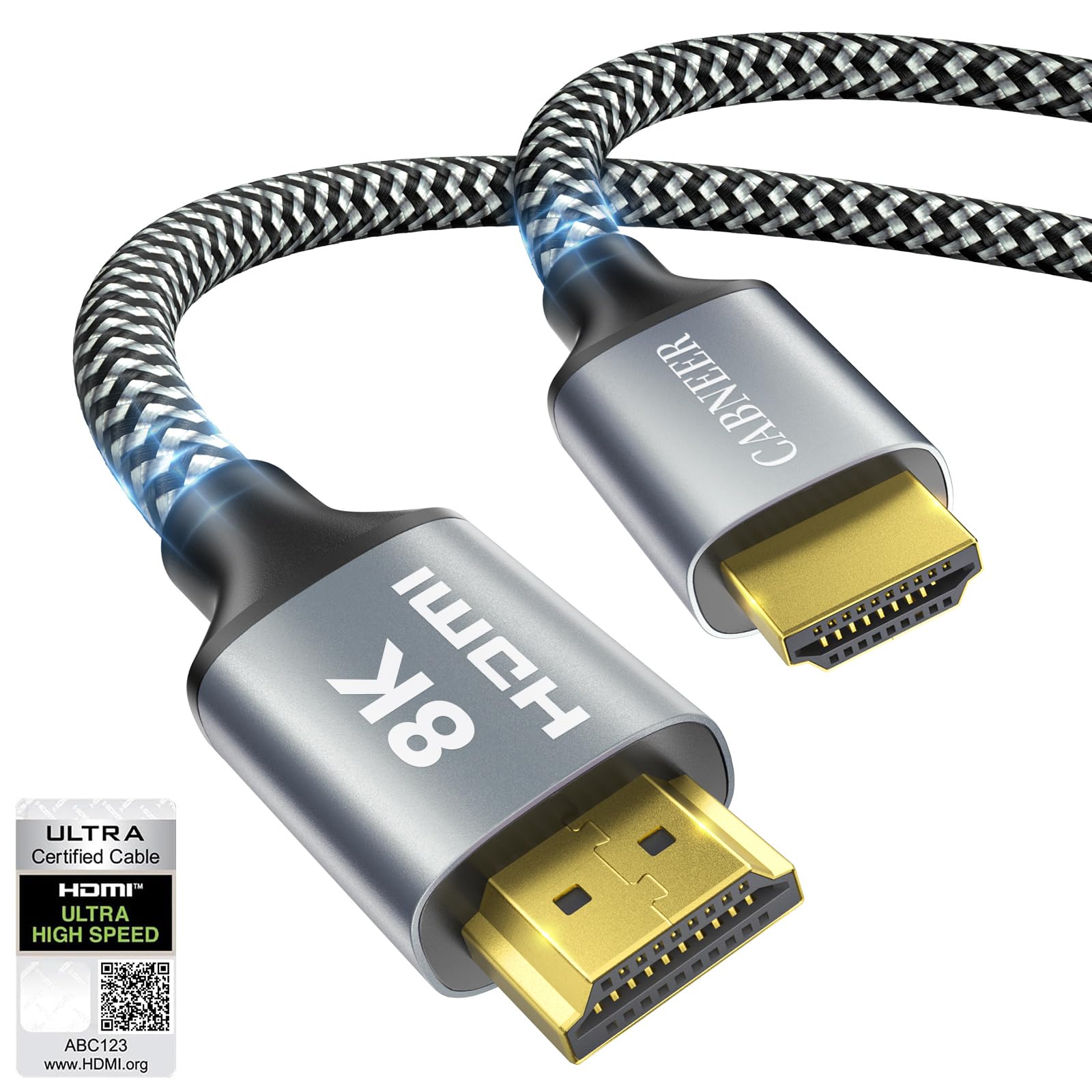 8K HDMI Cable 6 ft, 48Gbps High Speed HDMI 2.1 Cable, Braided HDMI Cable 2.1 8K 60Hz 4K 120Hz Support for HDR eARC HDCP 2.2/2.3, HDMI Cord Compatible with HDTV, Laptop, Monitor, PC 6FT 1