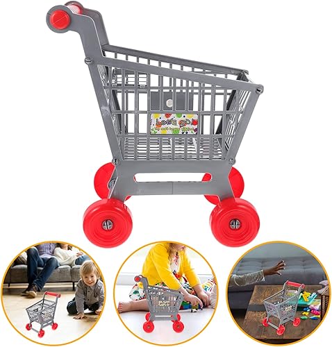 Miniatura 4 de Toyvian Mini carrito de compras carrito de supermercado, carrito de compras, carrito de almacenamiento, juguetes de simulación, soporte para
