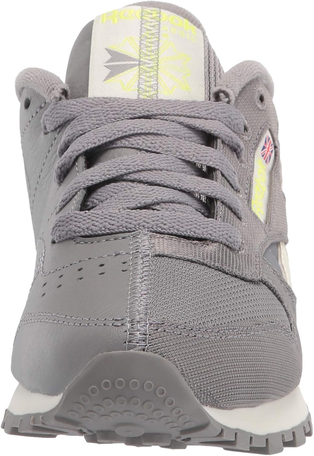 Reebok Unisex-Adult Classic Leather Sneaker 12 Women/10.5 Men Spacer Grey/Classic White/Yellow Flare