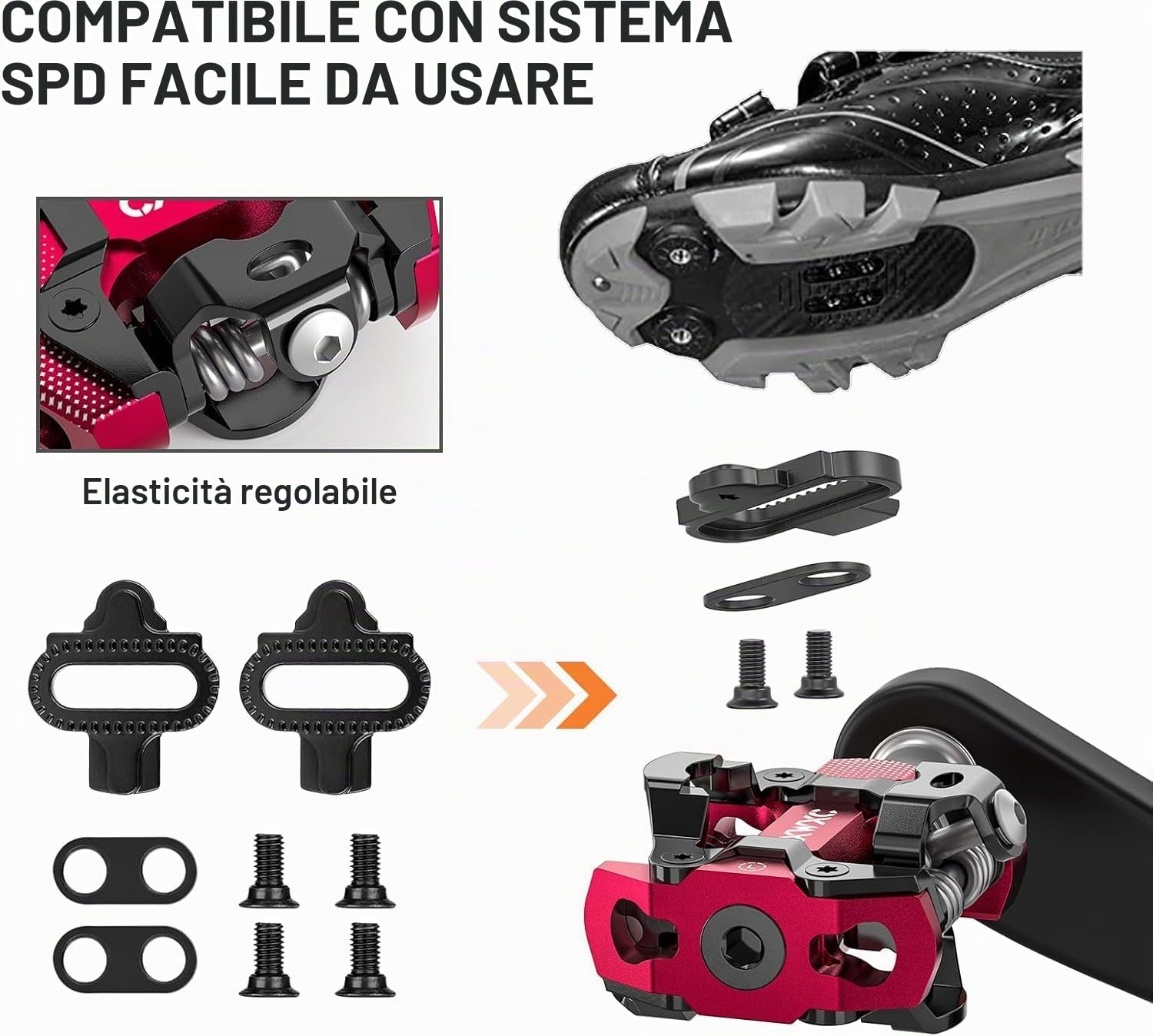 CXWXC Pedali per bicicletta Clic, pedali per mountain bike, pedali double face, piattaforma larga, antiscivolo, con 3 cuscinetti in alluminio, leggeri per mountain bike, trekking