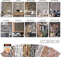 Vista 7 de IZODEKOR Paneles de pared 3D efecto ladrillo, revestimiento, aspecto de piedra, revestimiento de espuma de poliestireno para sala de estar, cocina