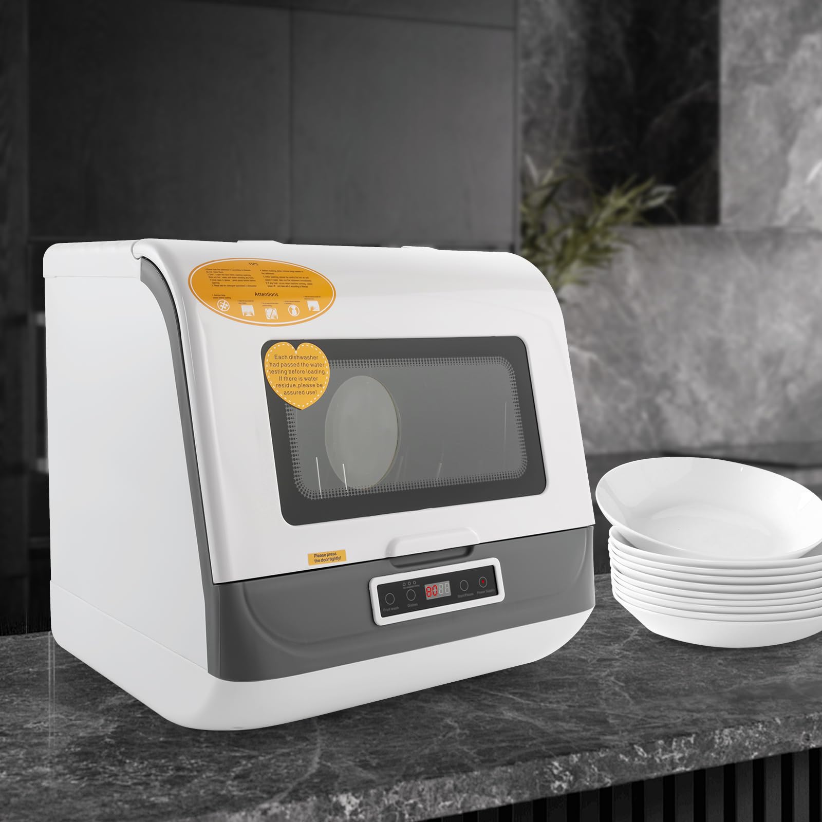 Lavastoviglie da tavolo per 4-6 coperti, compatta, 3 programmi, lavaggio a spruzzo a 360°, controllo touch, per appartamento, camper, campeggio