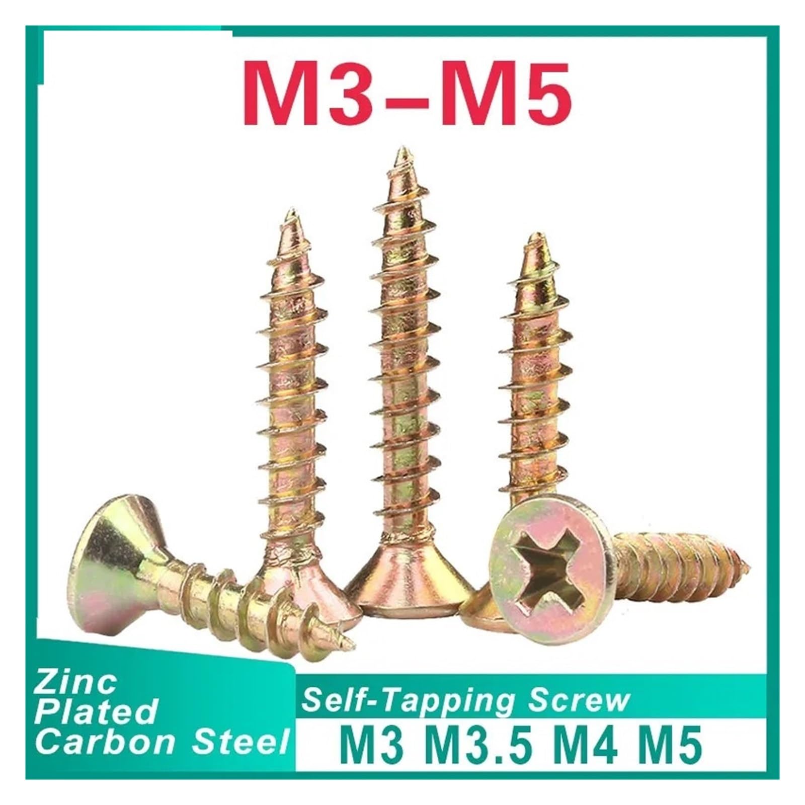 50-300 pz Zinco Croce Incasso Svasata Fibra di Truciolare Viti Rivestito a Testa Piatta Autofilettanti Vite for Legno M3 M3.5 M4 M5(40mm,M3.5 (200pcs))