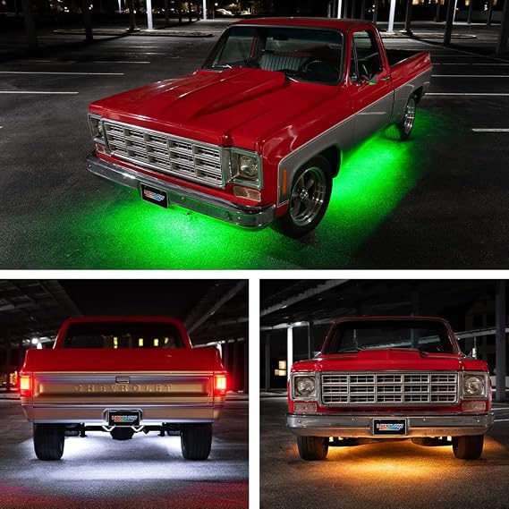 LEDGlow 6pc Million Color Slimline LED Truck Flex Underglow Lighting Kit | Neon Accent Lights Include Flexible Underbody Tubes, 10 Solid Colors, 13 Modes, Music Mode, Control Box & Remote