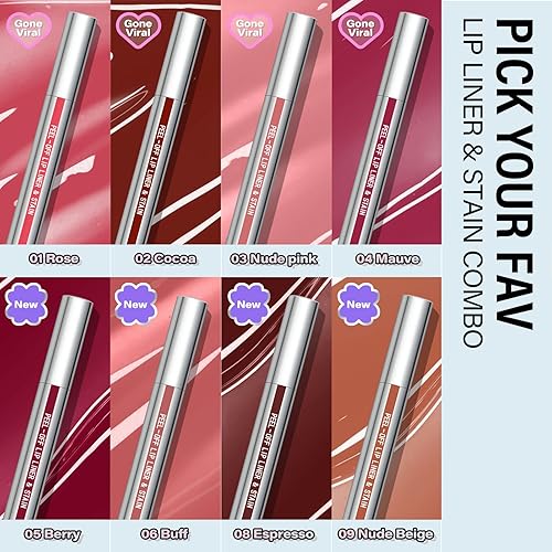 Vista 17 de Cilrofelr Delineador de labios Peel Off, delineador de labios de larga duración con pinzas, tinte de labios con acabado mate, larga duración, Rosa