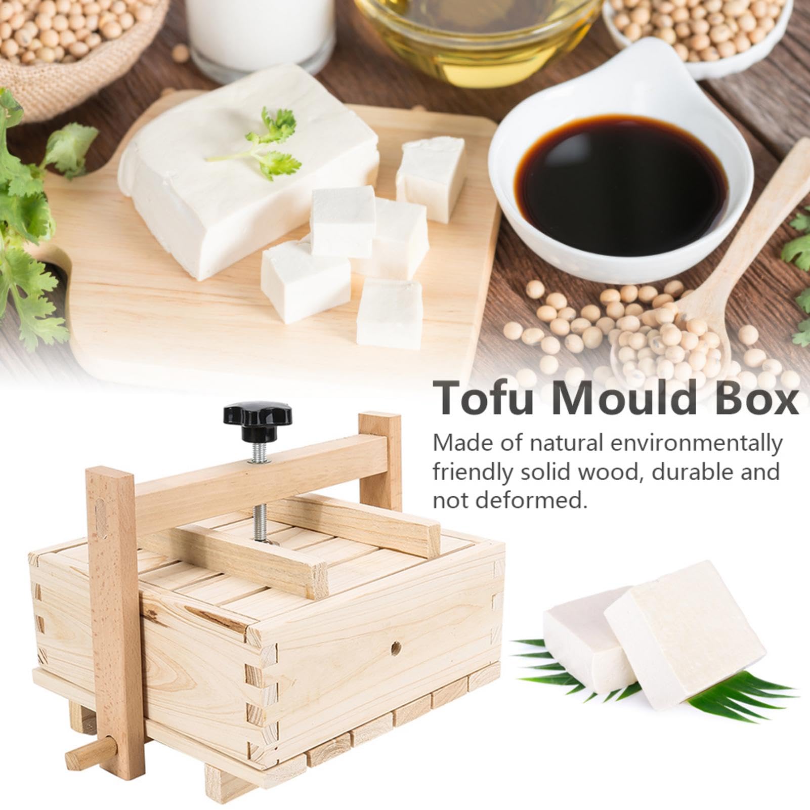 To_fu - Kit per la produzione di To_fu in legno con 3 x stamina | stampo per to_fu latte vegetale di soia, formaggio Tempeh