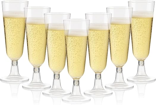20 Pcs Plastic Champagne Flutes Cups Reusable -150ml Transparent