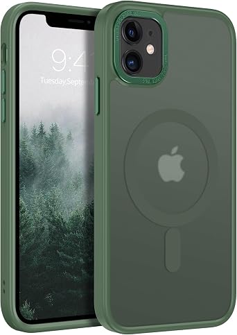 BENTOBEN for iPhone 11 Phone Case,iPhone 11 Magnetic Case [Compatible with Mag Safe] Translucent Matte Slim Shockproof Anti-Fingerprint Protective Cover Green