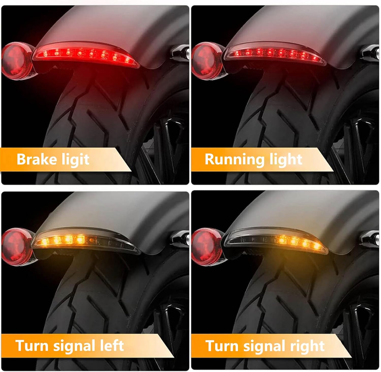 Motorcycle Chopped Rear Fender Edge LED Brake License Plate Tail Light Stop Running Light Turn Signal Lamp for Harley Sportster XL883N 1200N XL1200V XL1200X (Smoke)