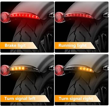 Motorcycle Chopped Rear Fender Edge LED Brake License Plate Tail Light Stop Running Light Turn Signal Lamp for Harley Sportster XL883N 1200N XL1200V XL1200X (Smoke)