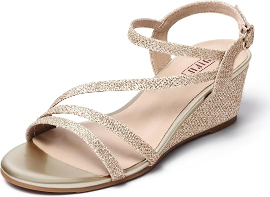 IDIFU Womens Wedge Heel Sandal Dressy Low 2 Inch