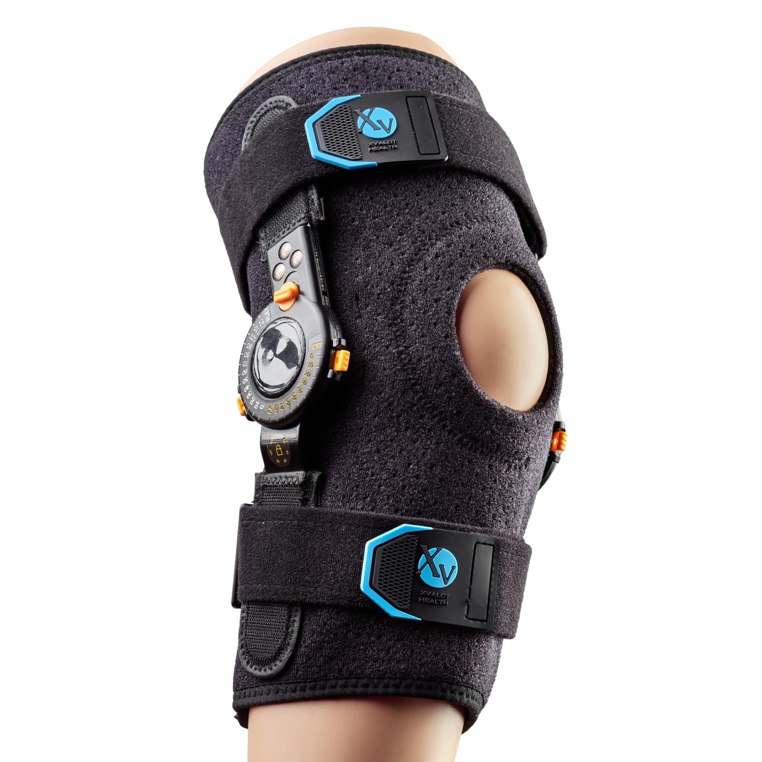 Ginocchiera riabilitazione, ortopedico con cerniere regolabili per flessione-estensione, lesioni, post-chirurgia del ginocchio menisco, legamenti, supporto funzionale. (Large)