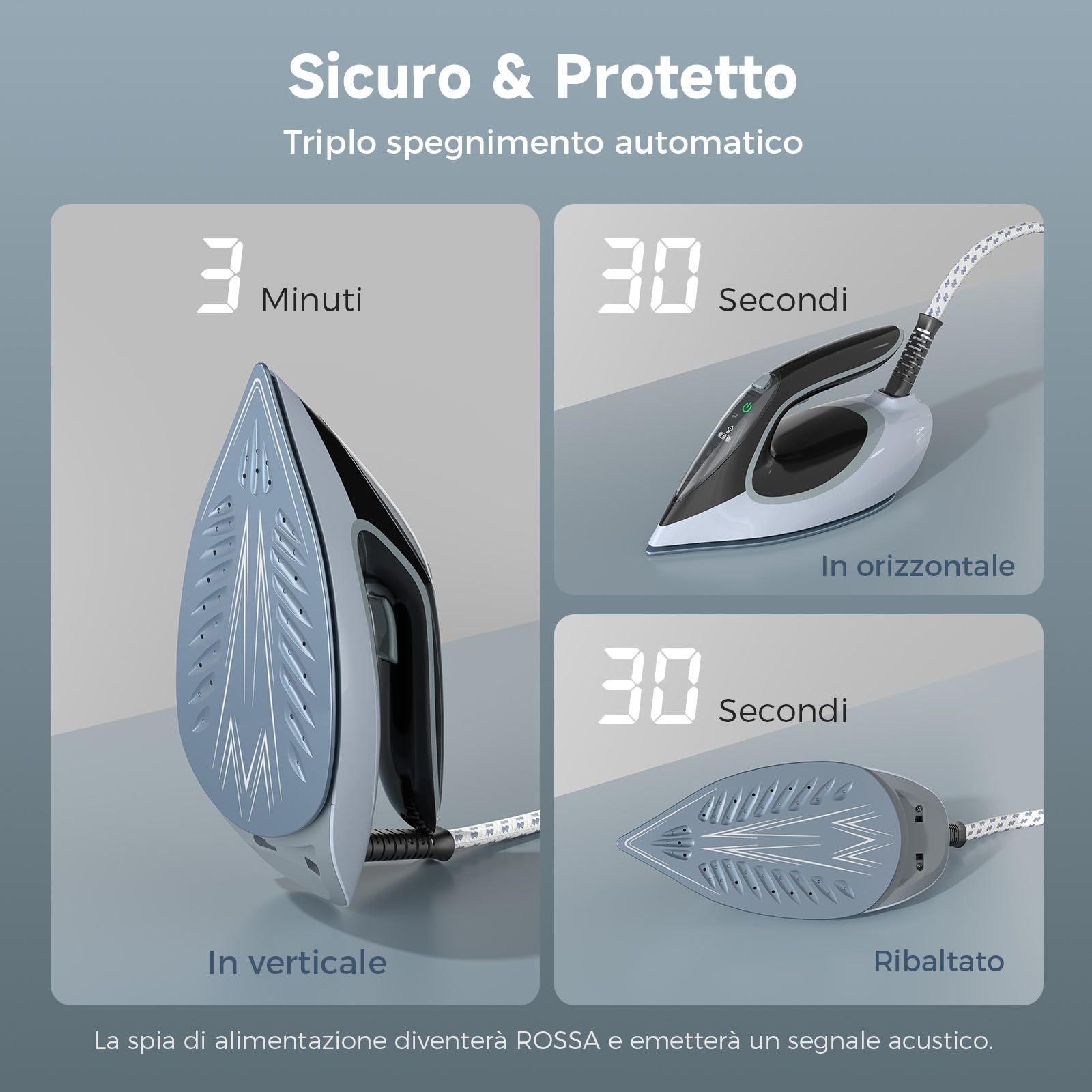 WOOX Ferro da Stiro a Vapore con Caldaia, Ceramica a Riscaldamento Rapido, 2200W, Regolazione Vapore & Temperatura, Autopulizia, Spegnimento Automatico, serbatoio 1300ml – Per stiratura domestica