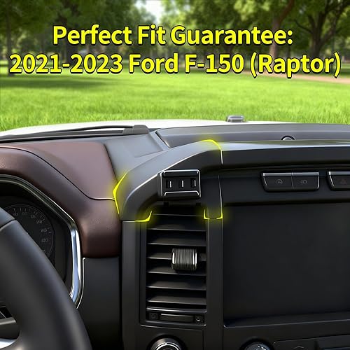 Miniatura 2 de Soporte de teléfono de coche para Ford F-150 Raptor 2021-2023, carga inalámbrica rápida de 15 W, sujeción automática de ventilación F-150, soporte