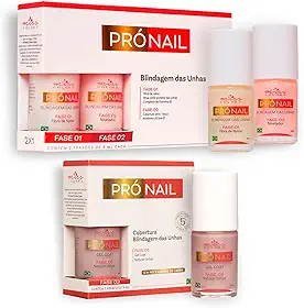 Kit Blindagem de Unhas Pró Nail Miss Colors – Fase 1 e Fase 2 + Fase 3 Gel Coat Nude | Fortalecedor com Fibras de Nylon com Pró-Vitamina B5 e Nivelador | Acabamento Natural e Duradouro – 3 Frascos de 9ml