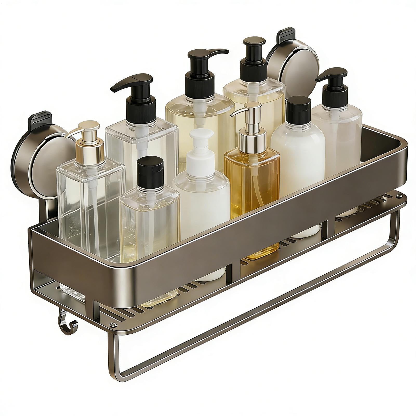 Étagère de salle de bain à ventouses robuste pour organiser vos articles de toilette sans percer