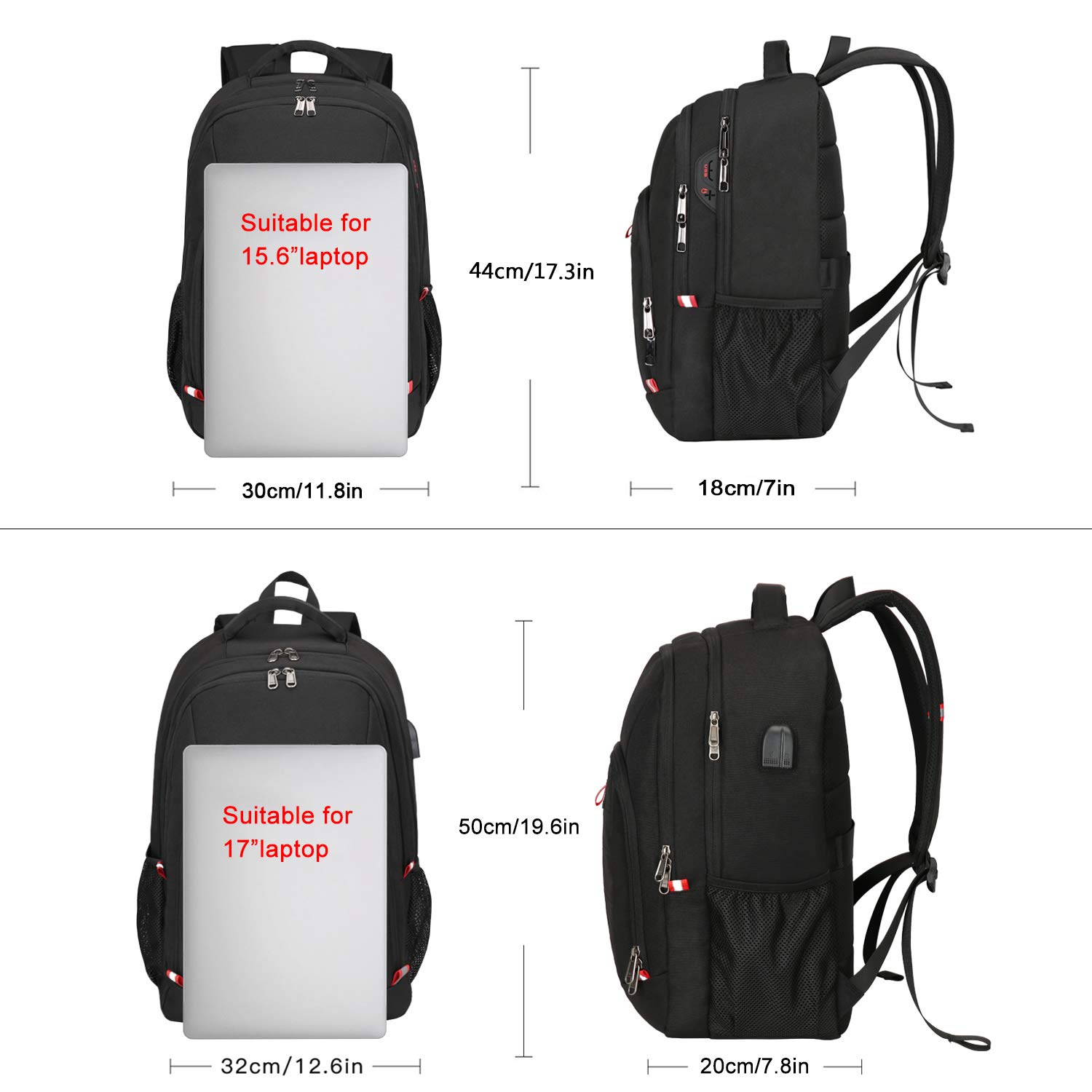 Della Gao Laptop Backpack,Extra Large Anti-Theft Business Travel Laptop Backpack Bag with USB Charging Port - Image 5
