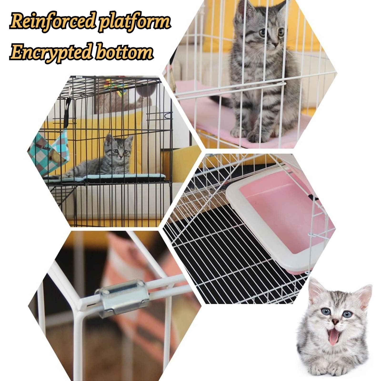 Katzengehege Indoor Kitten Transport Metall Hundekäfig Faltbar Transportbox Katze Transportkäfig Auto Tierkäfig mit Bodenschale Gitterbox für Kleintiere(Black,50 * 35 * 41cm-A)