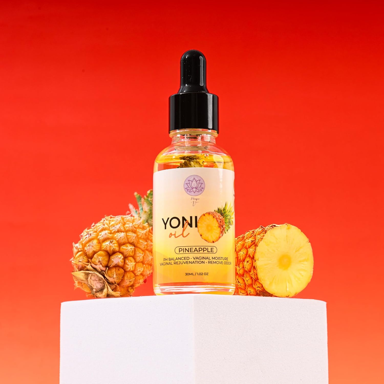 Magic V Yoni Oil for Women – Organic Feminine Care Vaginal Moisturizer, pH Balance & Odor Control, Soothes Ingrown Hair & Razor Bumps – Pineapple Scent