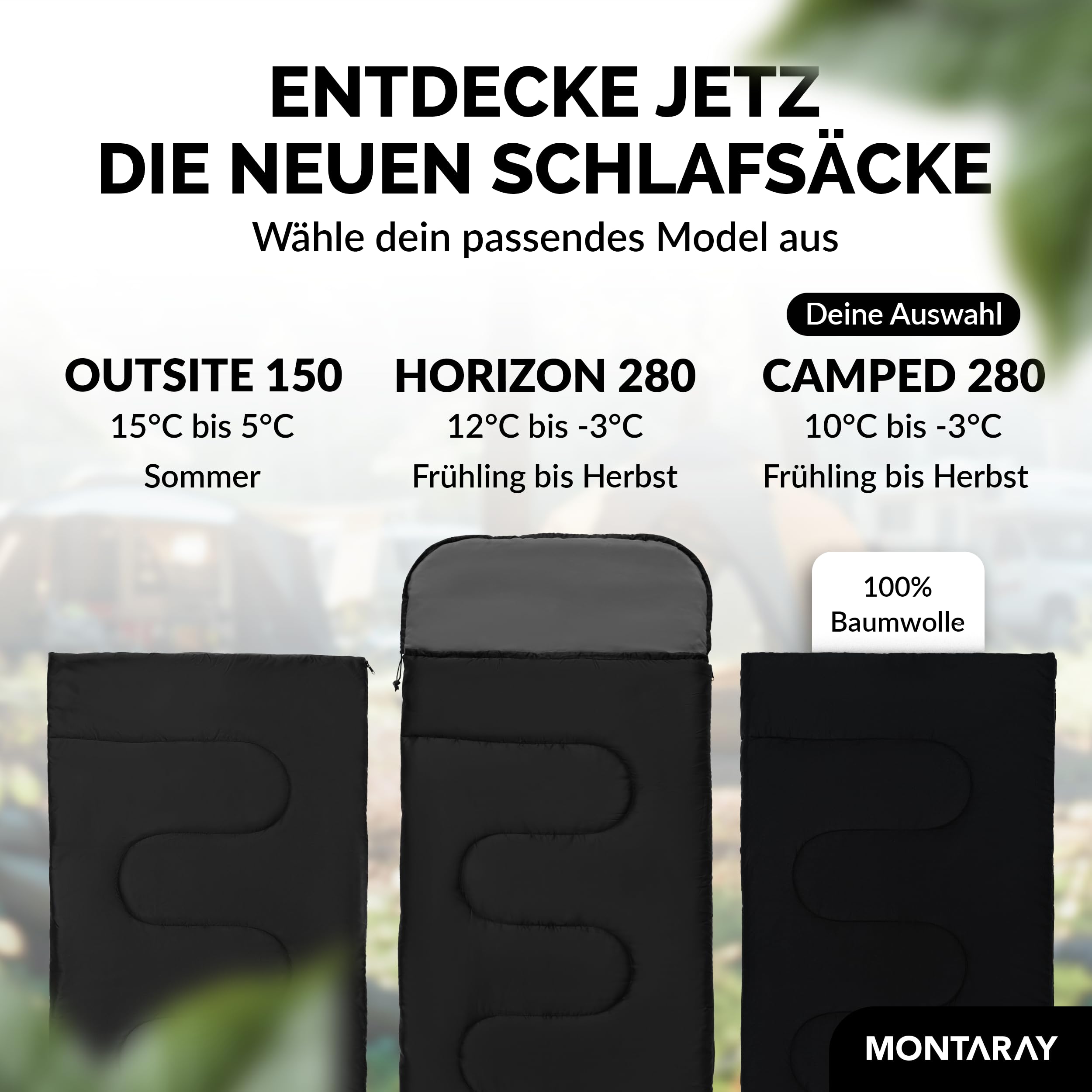 Deckenschlafsack 100% Baumwolle bis -3°C INKL. Kissen - Outdoor Winter-Schlafsack & Sommer-Schlafsack [280GSM] für 3-4 Jahreszeiten (75x190cm) - Hütten-Schlafsack für Damen & Herren (warm)