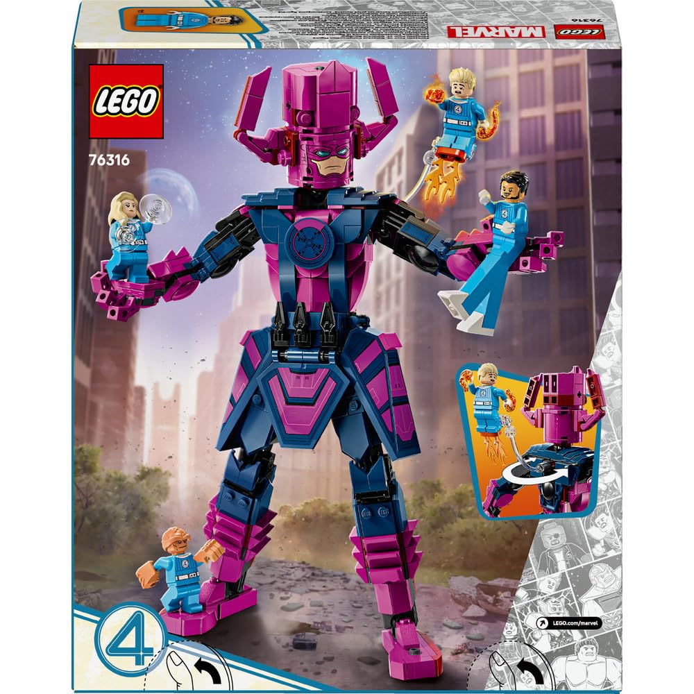 LEGO | Marvel Figurka Fantastycznej Czwórki kontra Galactus 76316 | Zabawka dla 9-latka, duża figurka Galactusa, prezent dla fana Marvela 9+, klocki dla chłopca i dziewczynki, 427 elementów