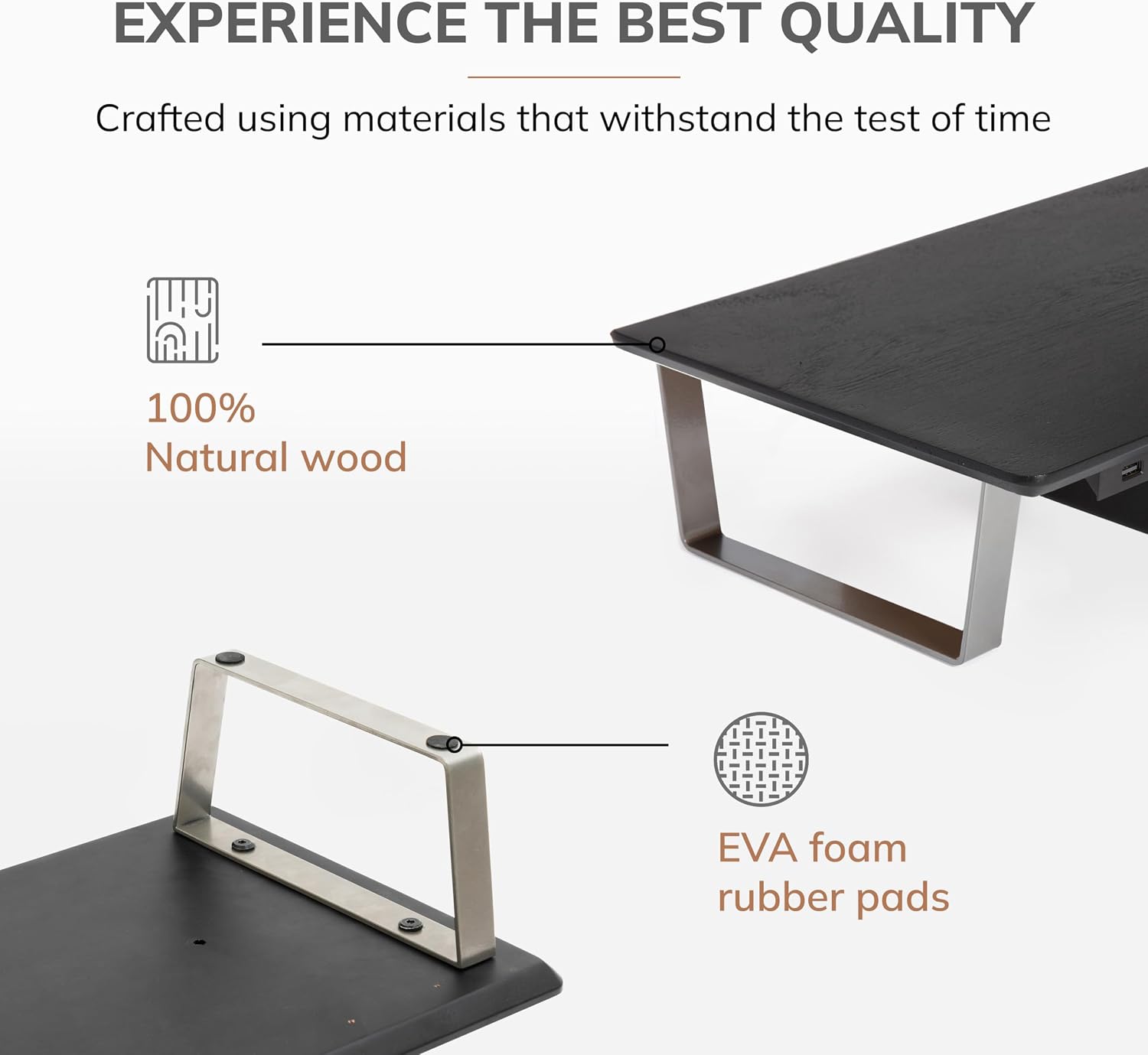 Anji Mountain Monitor Stand - Desktop Organizer & Laptop Riser, Ergonomic Monitor Riser, Space-Saving Monitor Stand for Desk, Durable Construction, Easy Assembly, Ideal for Home & Office,Black